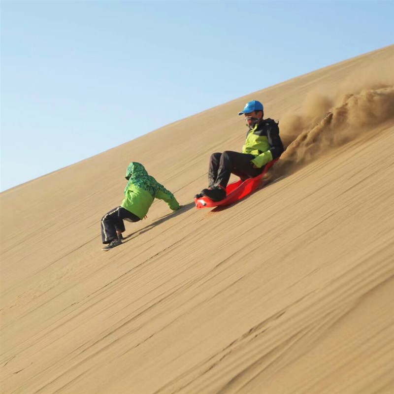 双人加厚滑沙板单板滑草板儿童滑雪板成人带刹车雪橇车爬犁雪橇板