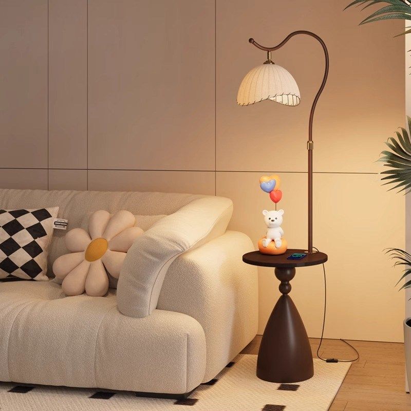 复古落地灯客厅沙发旁边几茶氛围灯轻奢卧室床头柜置物架一体台灯,家装灯饰光源,装饰落地灯,淘宝优惠券,粉丝福利购,淘宝优惠卷