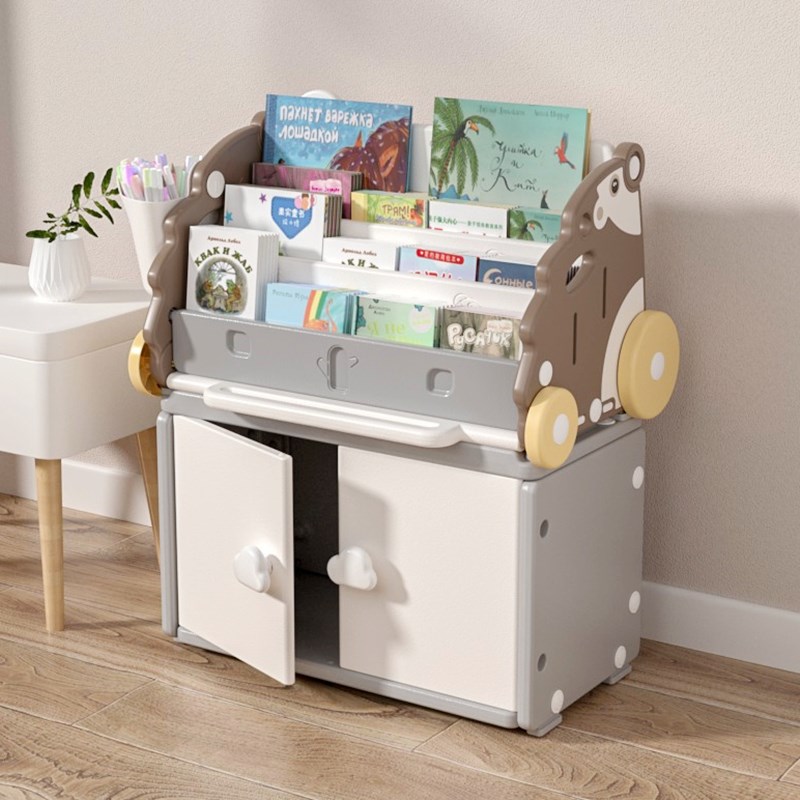 儿童书架卡通宝宝桌面绘本架多层塑料大容量玩具柜简易小型置物架