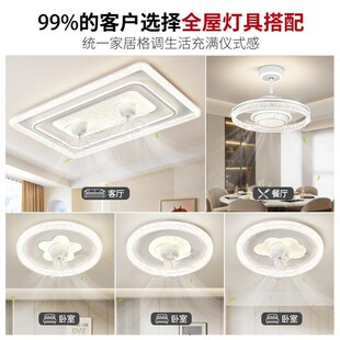 客厅风扇灯2025新款现代简约大气吸顶灯带电风扇一体护眼主卧室灯