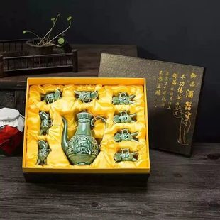 创意酒杯仿s古代风家用白酒清烈酒杯子酒壶中式 陶瓷酒具套装 分酒