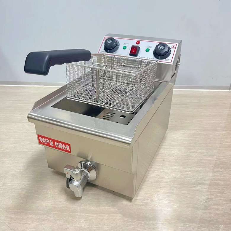 电炸锅商用油炸炉大容量10升电炸炉带油阀单缸炸鸡排薯条小吃设备