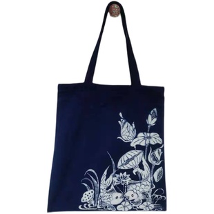 蜡染帆布袋布袋帆布包手提文艺伴手礼购物袋板蓝根植物染纯棉 包邮