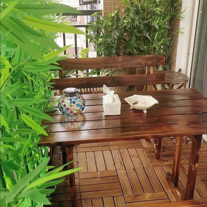 实木户外桌椅组合防腐庭院快餐夜宵啤酒广场大排档露天桌子酒吧
