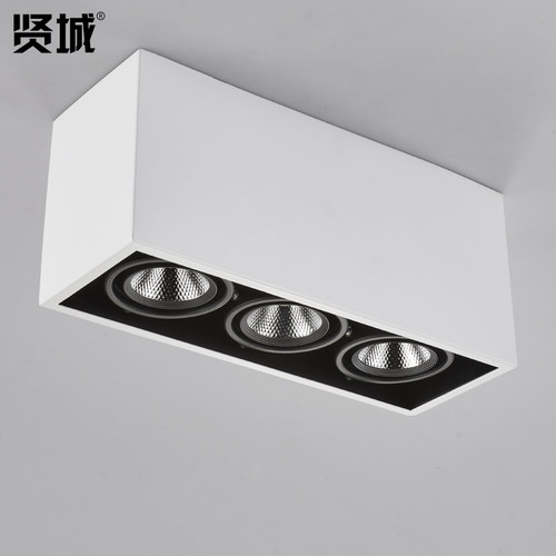 LED明装筒灯长方形三头吸顶射灯客厅服装店铺COB盒子灯斗胆天花板