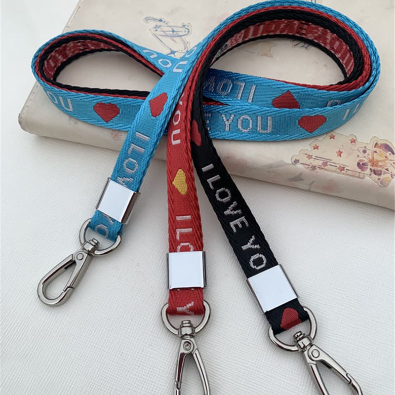 学生校卡套挂绳提花尼龙织带钥匙扣男女证件防丢多用锁匙挂脖绳