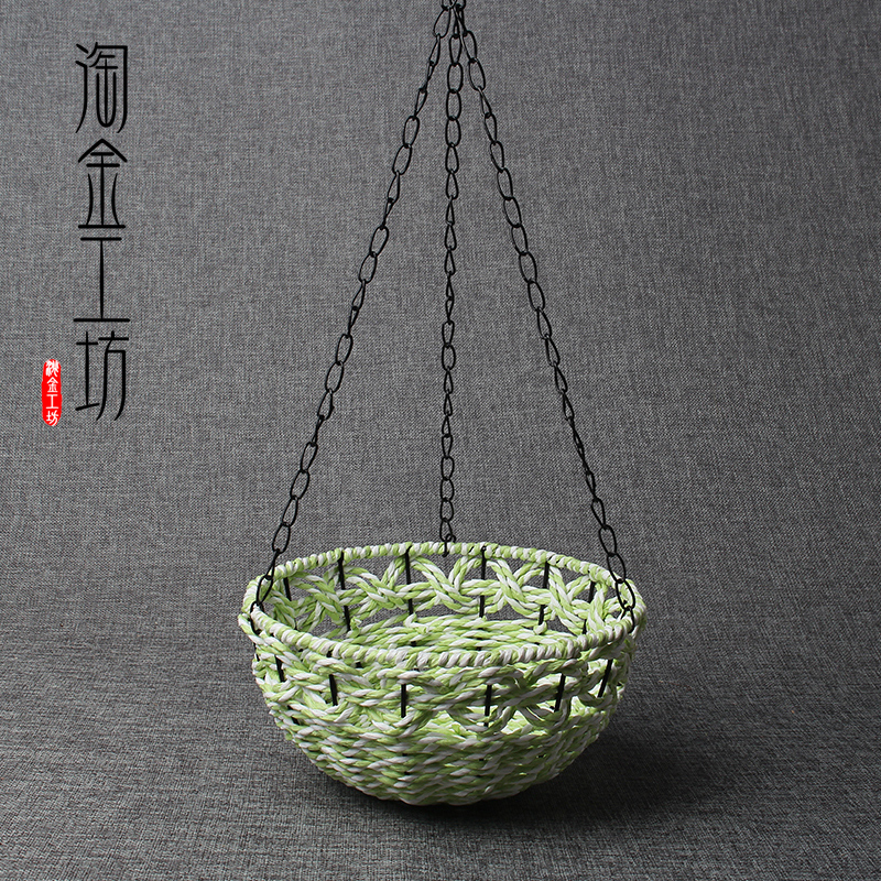 纸篮子吊饰编织花篮子幼儿园学校教室布置挂饰 走廊创意空中彩色