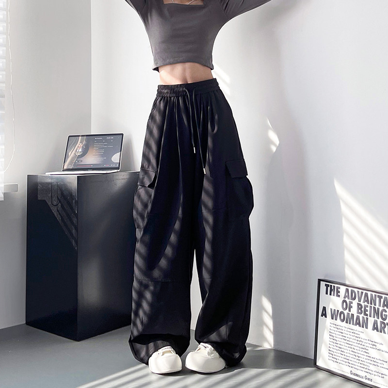 阔腿工装裤女秋季大码胖mm大口袋酷飒休闲裤垂感拖地显瘦裤子,女装/女士精品,大码裤装,淘宝优惠券,粉丝福利购,淘宝优惠卷