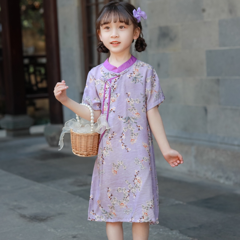 女童旗袍新款夏季2023中国风连衣裙夏复古民国风改良儿童汉服唐装