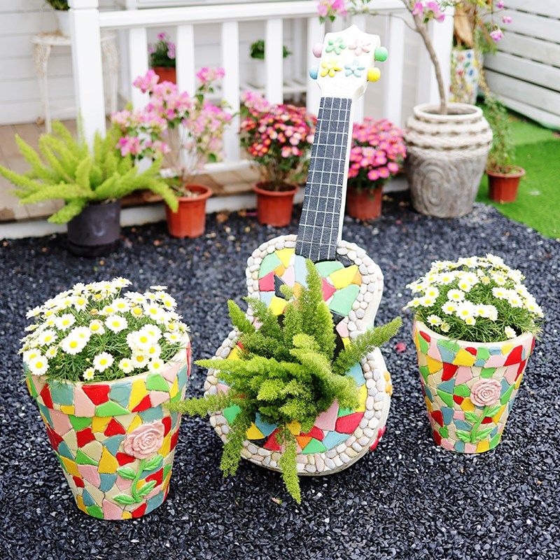 美式北欧手绘马赛克工艺花盆花器庭院阳台窗台露台装饰陶瓷装饰盆,家居饰品,户外/庭院摆件,淘宝优惠券,粉丝福利购,淘宝优惠卷