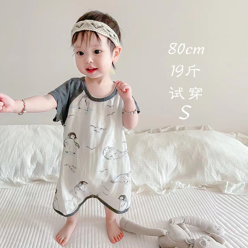 亲子睡衣!薄款竹棉纱布家居服 宝宝夏季睡袋 柔软透气可哺乳睡裙