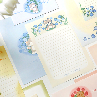 小清新花束信封加信纸套装好看文艺信笺浪漫信封可爱小狗狗高级感
