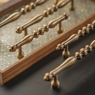 屿铜法式复古黄铜柜门拉手古铜色橱柜抽屉衣柜门纯铜家具柜子把手