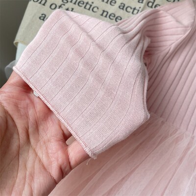 春秋款白色裙装小女童宝宝婴儿木耳边网纱纱连衣裙裙子打底裙长袖