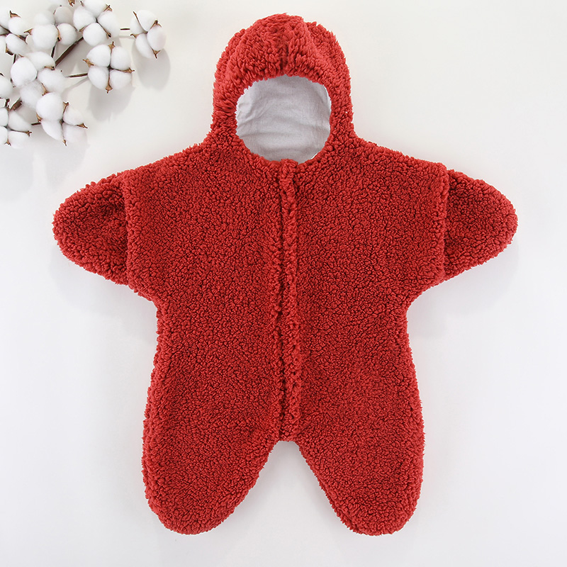 婴儿抱被春秋羊羔绒包被初生宝宝加厚冬季防惊跳睡袋新生儿6个月