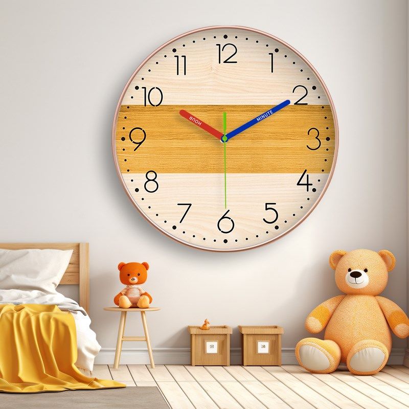 时钟挂墙免打孔彩色针挂钟客厅钟表简约静音石英钟卧室书房办公室