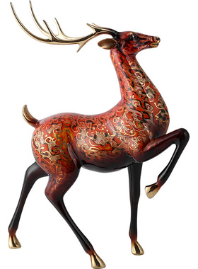 创意彩绘轻奢铜麋鹿摆件客厅酒柜办公室装饰品工艺品乔迁新居礼品