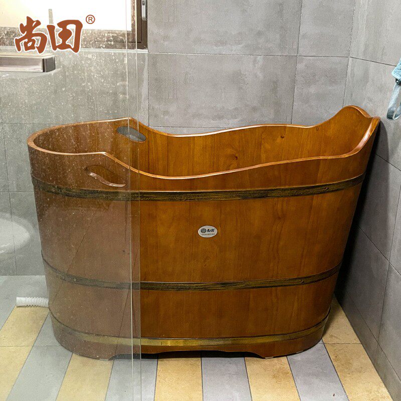 尚田1米2长大型泡澡木桶浴桶成人洗澡桶沐浴桶家用实木浴缸百合桶
