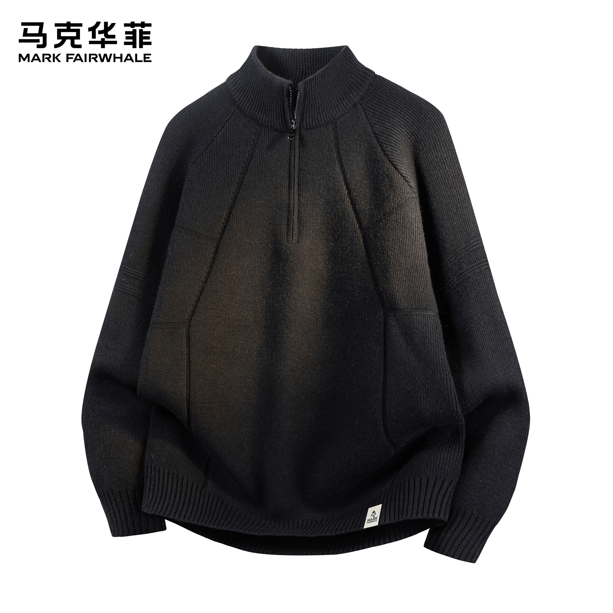 马克华菲半拉链立领毛衣男生秋冬新款潮牌美式解构复古保暖针织衫