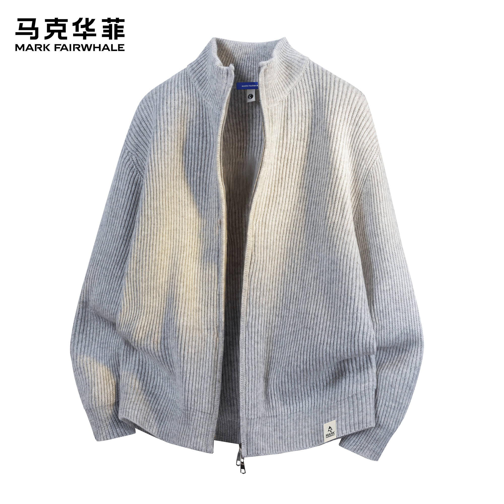 马克华菲针织开衫男2025新款秋冬时尚高级感灰色保暖加厚廓形毛衣