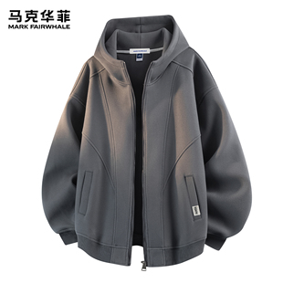 马克华菲卫衣男新款潮牌美式解构复古高级感痞帅重磅连帽宽松外套