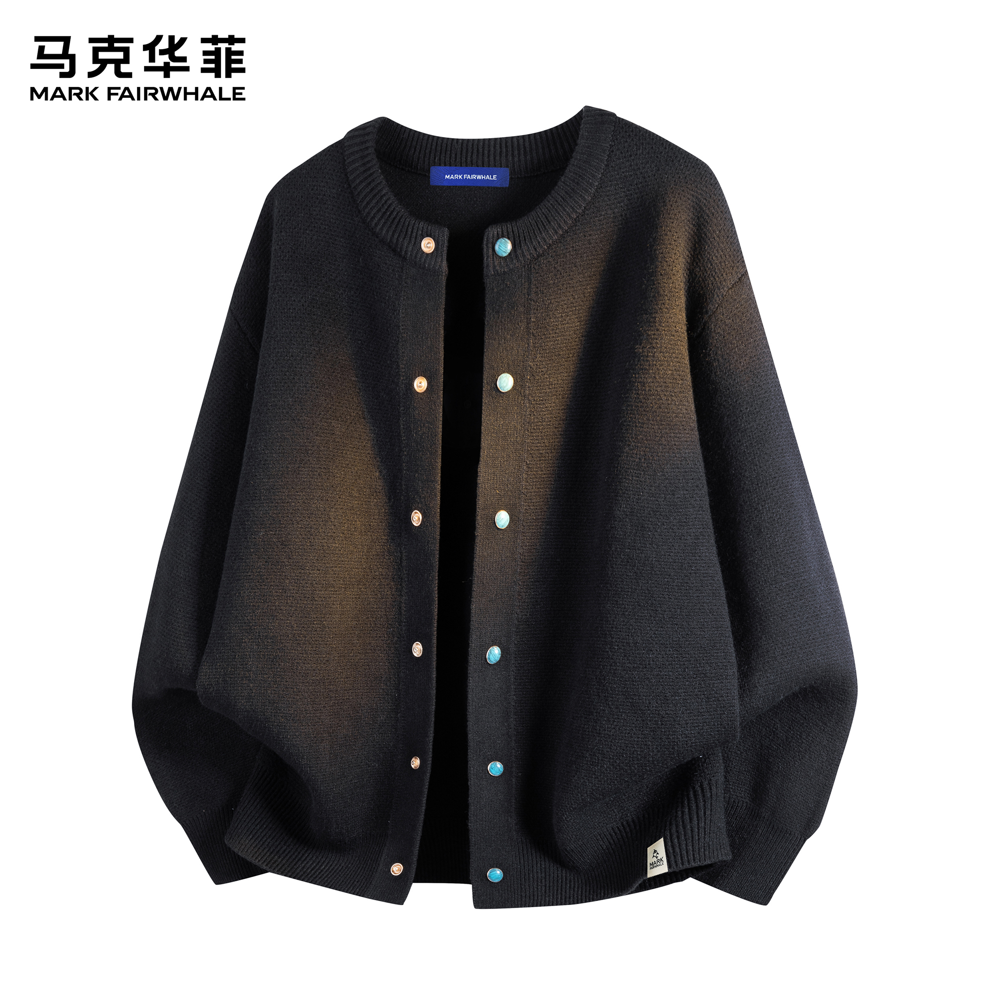 马克华菲潮牌男士圆领毛衣2025秋冬百搭新款美式男装开衫针织上衣