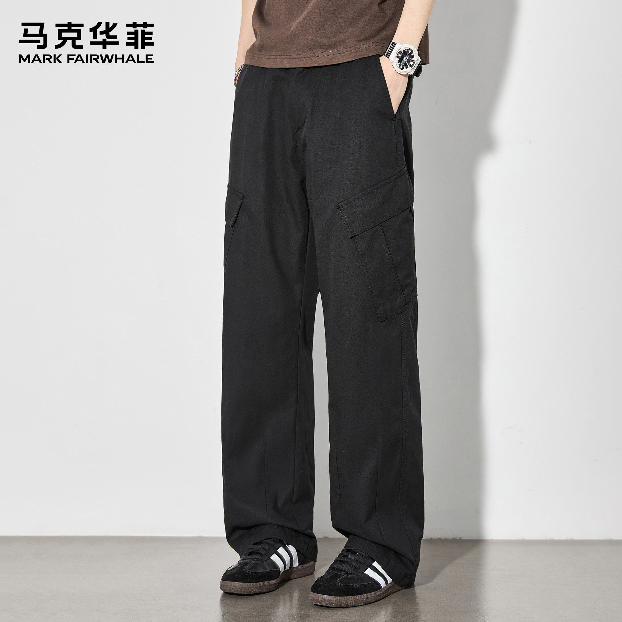 马克华菲工装裤2026新款春季潮牌美式多口袋垂亚麻透气宽松伞兵裤