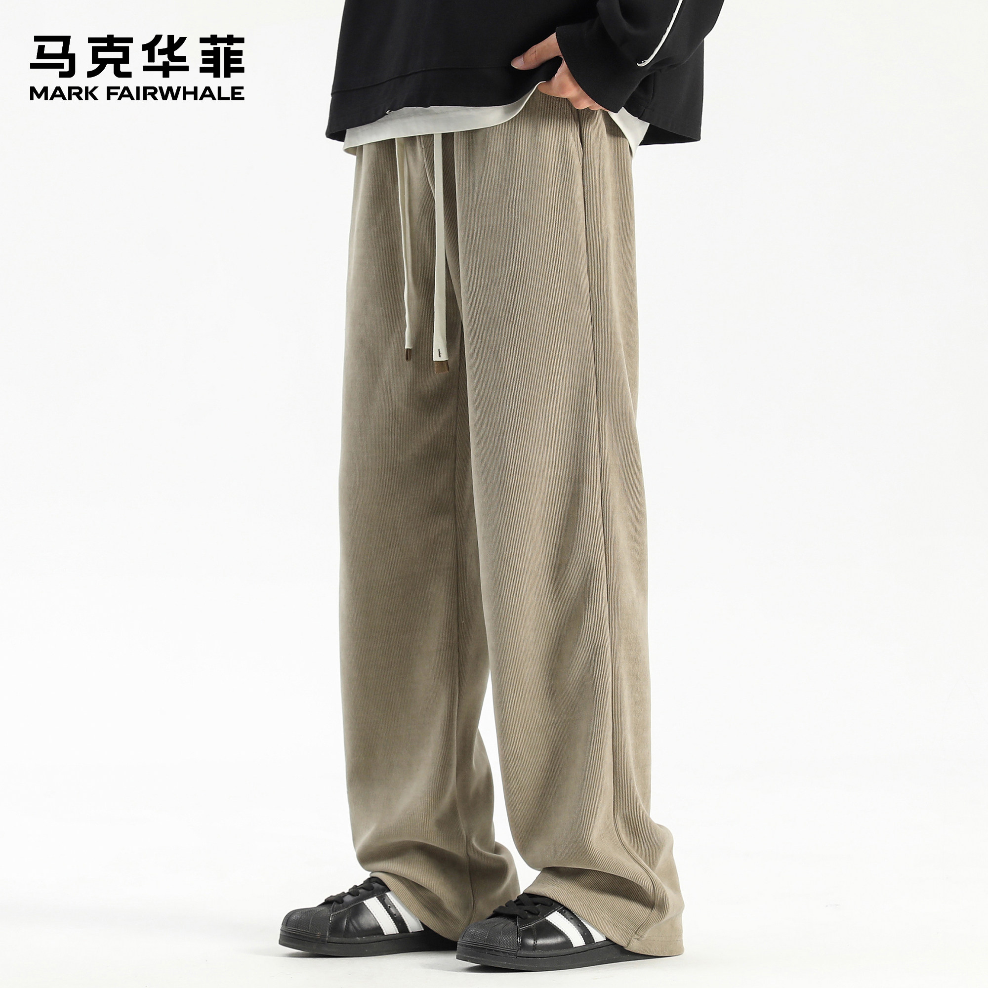 马克华菲针织卫裤男士秋冬新款潮牌美式重磅加厚慵懒风宽松休闲裤,男装,休闲裤,淘宝优惠券,粉丝福利购,淘宝优惠卷