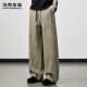 老钱风透气垂坠感抽绳宽松弯刀裤 马克华菲亚麻休闲裤 时尚 春季 男款