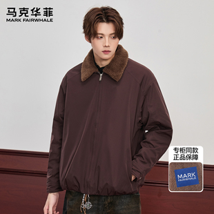 马克华菲潮牌美式复古夹克男款冬季加厚保暖座山雕毛领飞行员外套