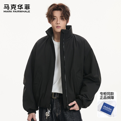 马克华菲棉服男款冬季潮牌美式cleanfit加厚保暖廓形立领工装夹克