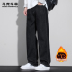 男款 秋冬季 潮牌美式 马克华菲丹宁原色牛仔裤 明辑线加绒保暖弯刀裤