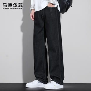马克华菲丹宁原色牛仔裤男款秋冬季潮牌美式明辑线加绒保暖弯刀裤