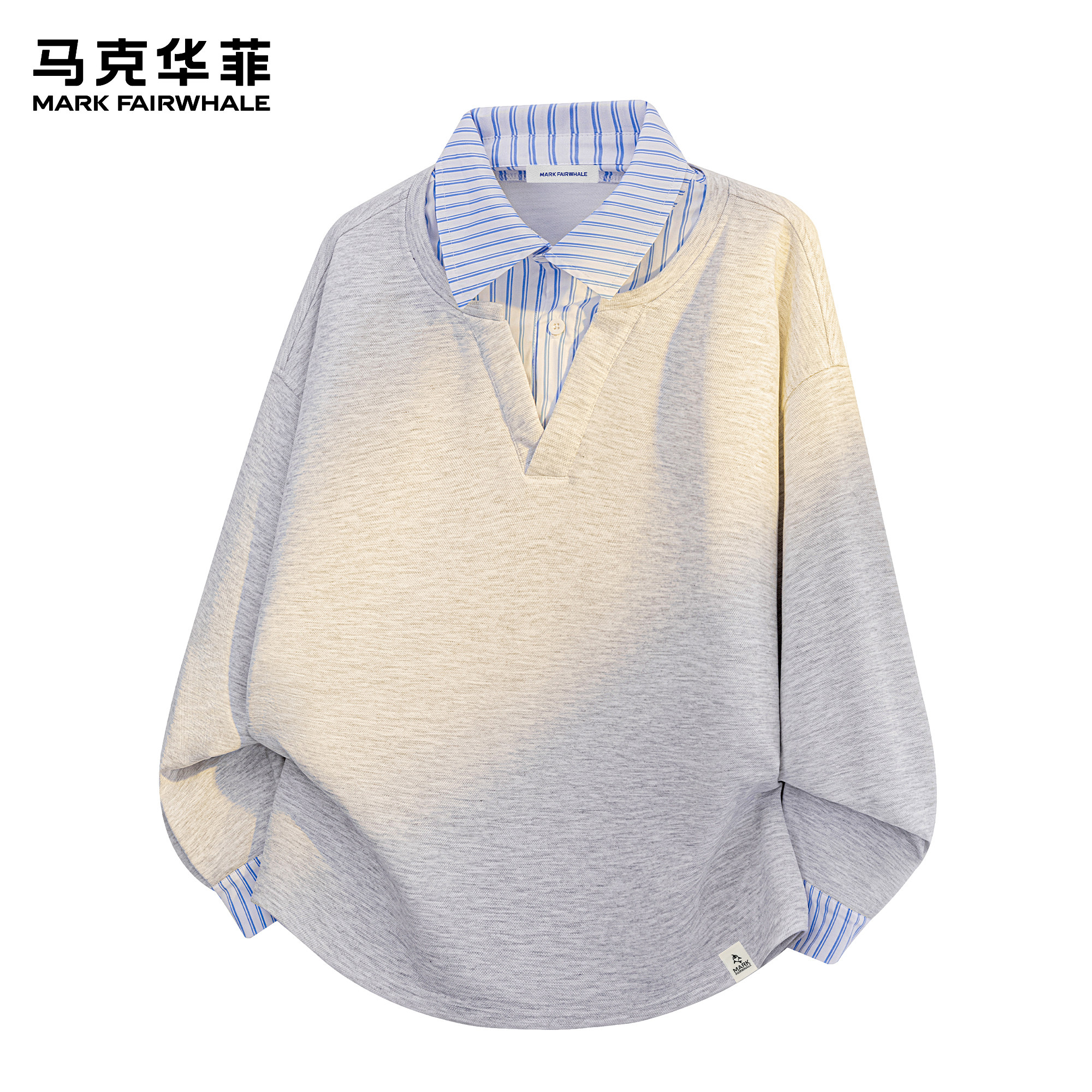 马克华菲POLO衫男款潮牌日系复古假两件慵懒风条纹拼色百搭上衣服,男装,Polo衫,淘宝优惠券,粉丝福利购,淘宝优惠卷