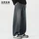 男士 秋冬美式 复古拼接加绒抽绳工装 马克华菲弯刀牛仔裤 阔腿休闲裤