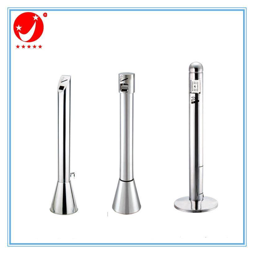 户外不锈钢立式烟灰柱落地灭烟柱吸烟区烟蒂收集桶圆形简约烟灰桶