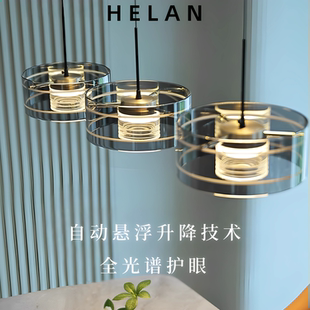 现代简约高级感极简轻奢三头玻璃升降吧台餐桌灯 餐厅吊灯2025新款