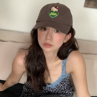 fever同款kiity猫刺绣棒球帽韩版设计师款鸭舌帽复古百搭显脸小