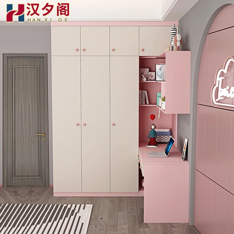 卧室衣柜转角书桌一体家用拐角电脑桌书柜组合学习桌办公桌8A21