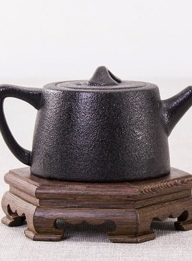 六边形底座 雕刻工艺品鸡翅木摆件实木托架奇石头花盆文昌塔底座