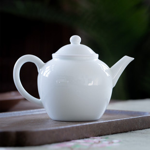 景德镇白瓷茶壶家用玉泥陶瓷功夫茶具大小号手工泡茶壶过滤单壶