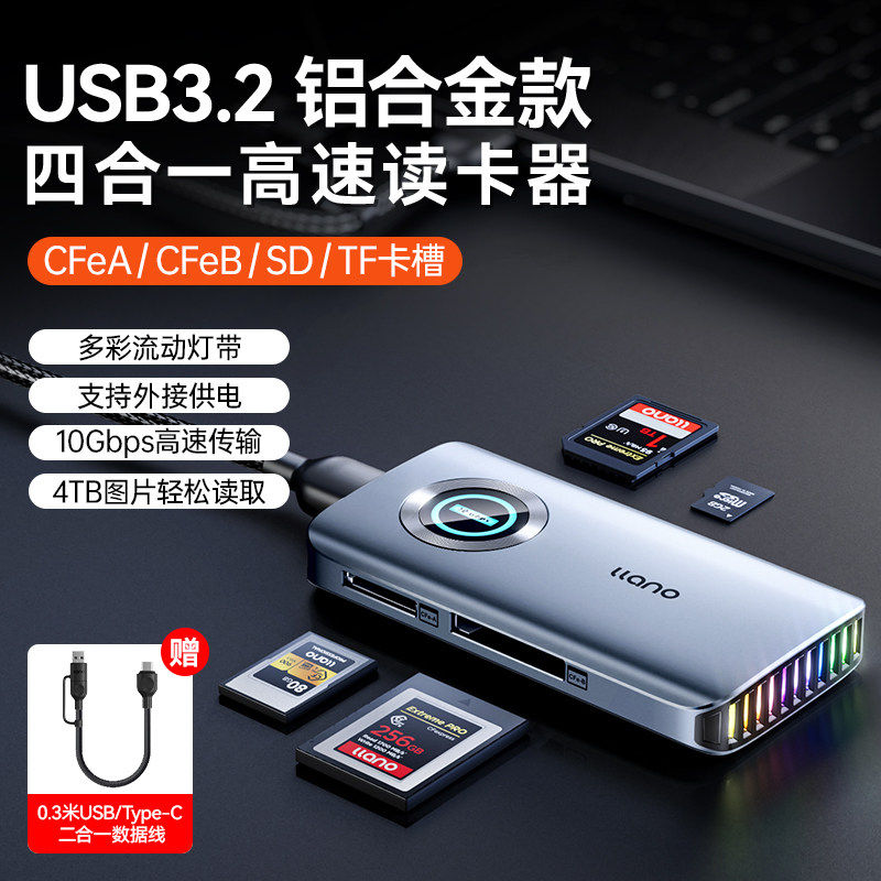 绿巨能cfb卡cfa高速读卡器多功能CFexpress内存储卡SD卡TF通用连接typec手机适用苹果17索尼佳能相机多合一图片