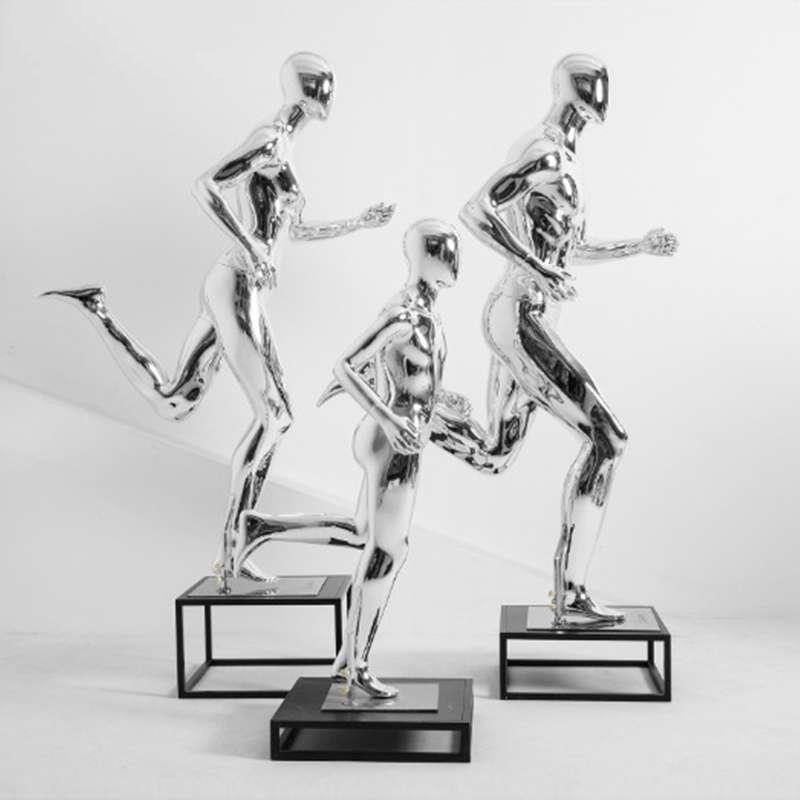 电镀银肌肉运动模特男女