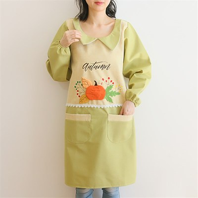围裙长袖家用厨房防污防油反穿罩衣女士大人卡通时尚工作画画做饭