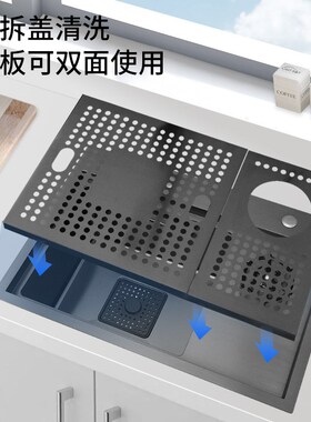 黑色隐形高压洗杯器水槽304不锈钢岛台水吧台单槽小号厨房洗菜盆