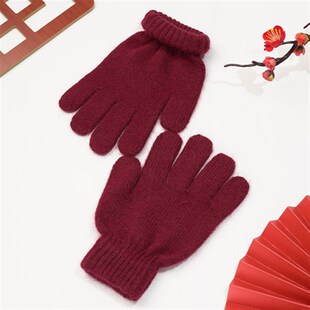 手套女兔毛针织老人冬天保暖防寒中老年人毛线手套妈妈奶奶老太太