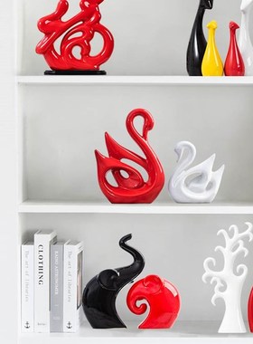 现代陶瓷摆件客厅电视酒柜家居玄关装饰品乔迁之喜红色入户新居