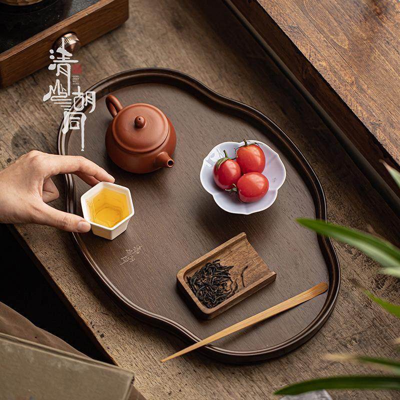 家用竹制餐盘海棠盘果盘胡桃木色茶盘托盘围炉煮茶点心盘放茶杯托,餐饮具,茶盘,淘宝优惠券,粉丝福利购,淘宝优惠卷