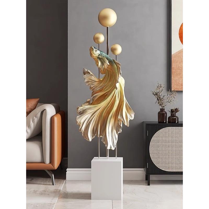 北欧创意客厅落地斗鱼摆件电视柜沙发旁装饰轻奢高级感家居装饰品