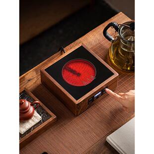 静音触控胡桃木电陶炉煮茶器玻璃煮茶壶小型电热蒸茶炉家用养生壶